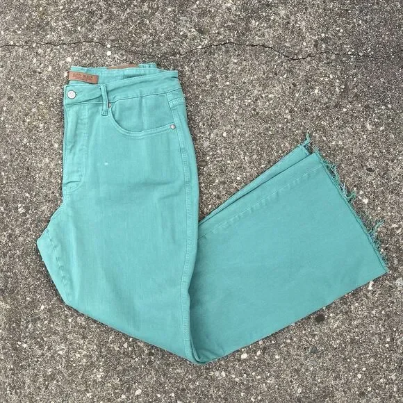 Judy Blue Jeans Flare High Waist Tummy Control Garment Dyed - Picture 1 of 9